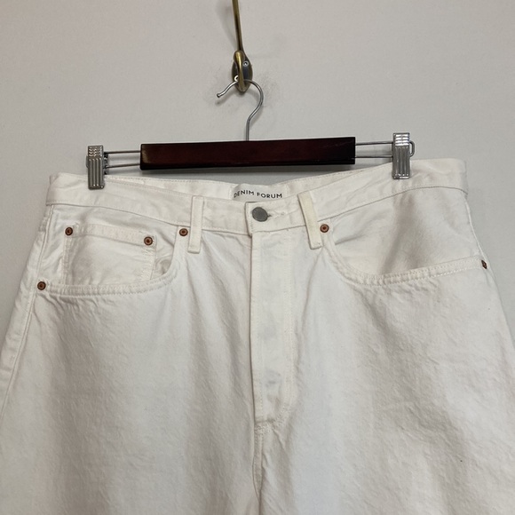 Denim Forum Jeans Womens 32 x 29 White The BF High Rise Loose 90s Straight Leg - Picture 3 of 12